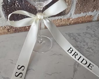 Personalized Satin Ribbon Name Tags | Custom Wine Glass Place Setting Bows