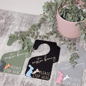 Easter Bunny Stop Here Acrylic Door Hanger: Easter Decor