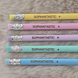 5 x Pastel Personalised HB Pencils | Customised Pencils | School Pencils | Named Pencils | Add on gift