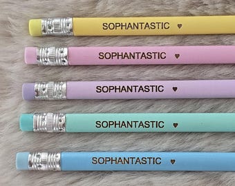 Pastel Personalized Pencils: Custom HB Pencils, Set of 5