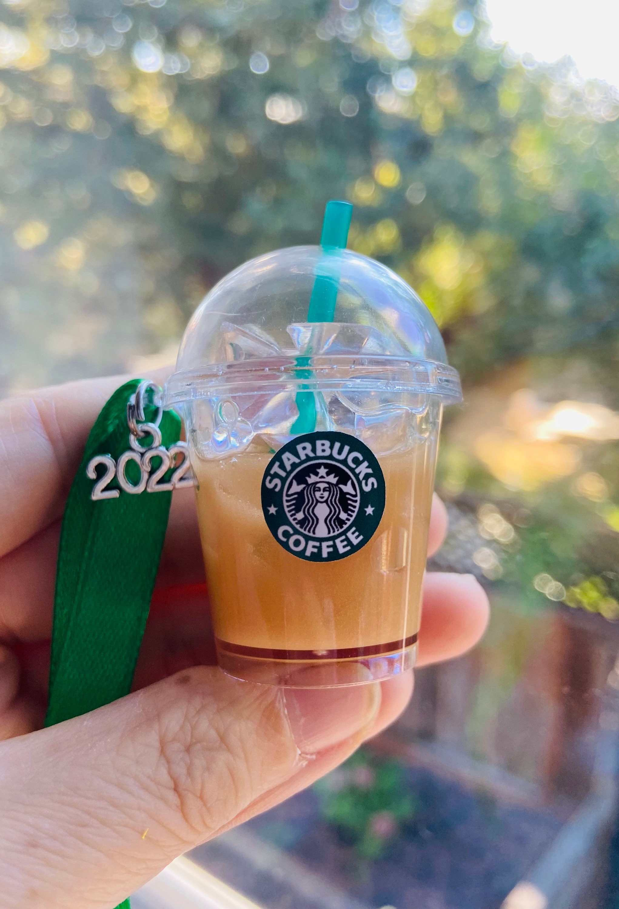 Jeweled Starbucks Iced Coffee Latte Cup Ornament 