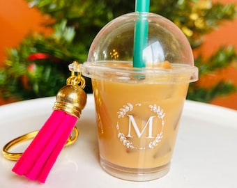Iced Coffee Drink Keychain, Personalized Gift for Him, Coffee lover gift, Party Favors, Boyfriend Gift, Birthday Gift, Iced Latte Keychain