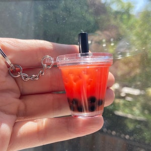 Boba Tea Keychain, Personalized Gift for Her, Bubble Tea Keychains, Christmas gift, Boba lover gift, Birthday Gift, Graduation Gift Orange Thai Tea Boba
