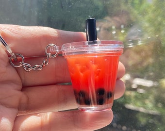Resin Boba Tea Keychain, Bubble Tea Keychains, Christmas gift, Boba lover gift, Birthday Gift, Graduation Gift