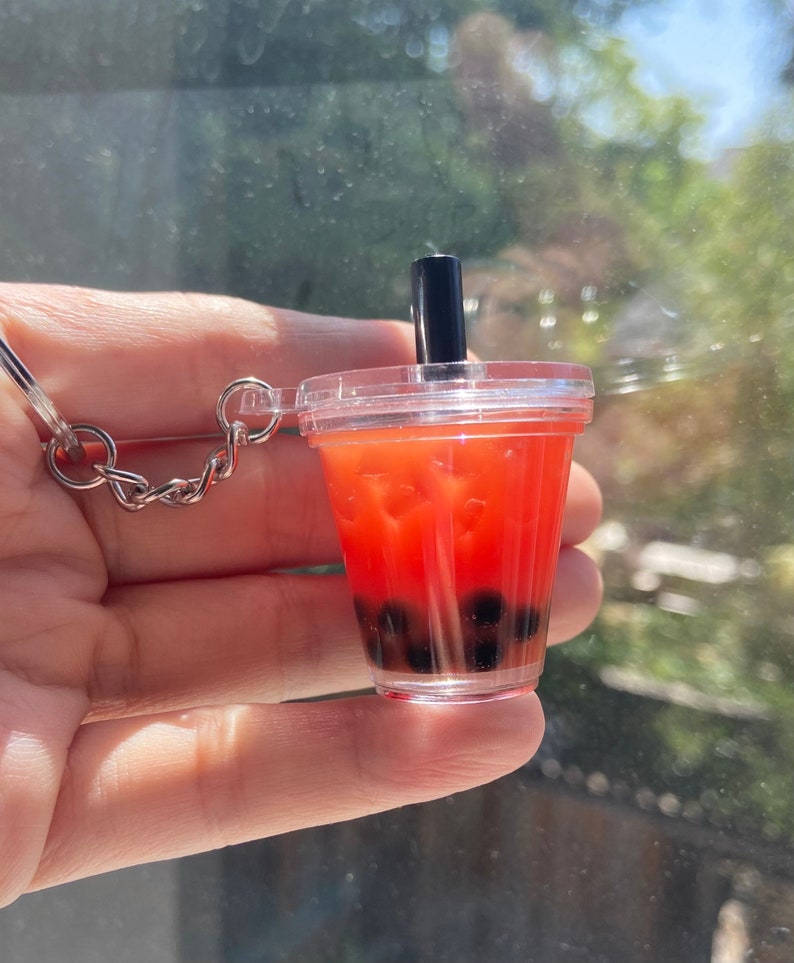 Boba Tea Keychain, Personalized Gift for Her, Bubble Tea Keychains, Christmas gift, Boba lover gift, Birthday Gift, Graduation Gift Orange Thai Tea Boba