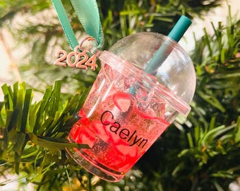 Iced Coffee Keychain/Ornament, Personalized Gift for Her, Coffee lover gift, Party Favors, Christmas Gift, Stocking Stuffer,Mothers day gift