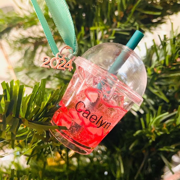 Porte-clés/décoration café glacé, cadeau personnalisé pour elle, cadeau pour amateur de café, cadeaux de fête, cadeau de Noël, bas de Noël, cadeau de fête des mères