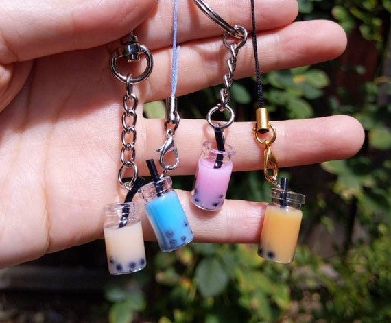 Car Cute Keychain Backpack Keyring Ornament Couple Gift Milk Tea