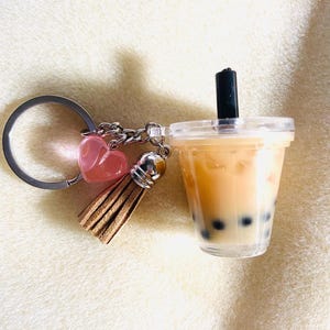 Boba Tea Keychain, Personalized Gift for Her, Bubble Tea Keychains, Christmas gift, Boba lover gift, Birthday Gift, Graduation Gift image 2