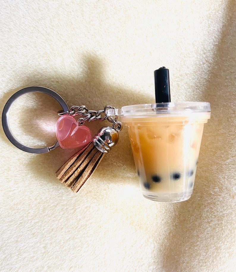 Boba Tea Keychain, Personalized Gift for Her, Bubble Tea Keychains, Christmas gift, Boba lover gift, Birthday Gift, Graduation Gift image 2