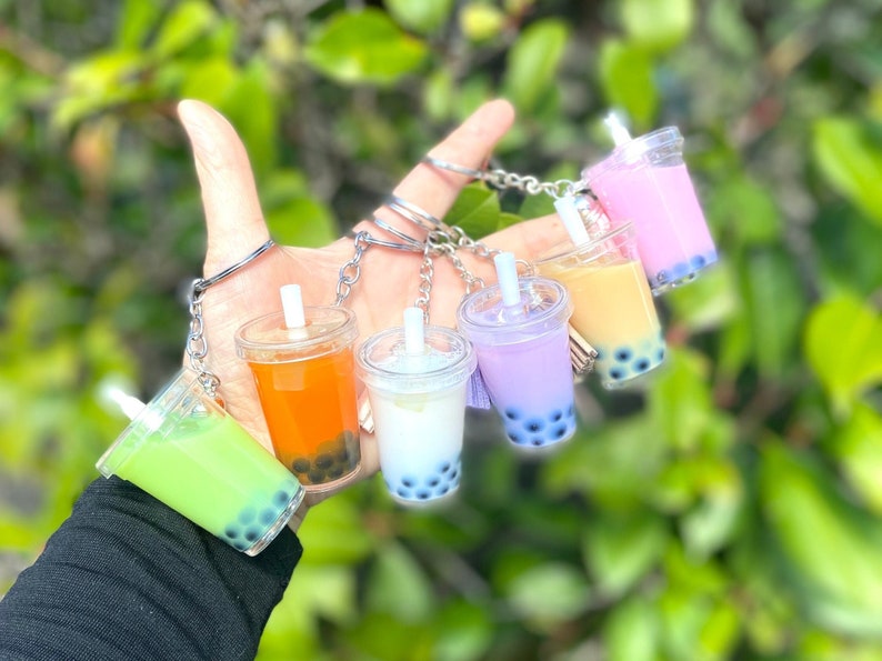 Liquid Boba Tea Keychain, Bubble Tea Key Chain, Bubble Milk Tea Keyring ...