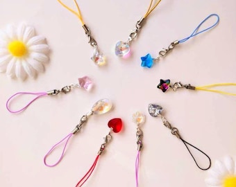 Mother’s Day gift Crystal Glass Phone Charm, Heart Star Snowflake Flower Phone Charm Strap, Gift for Her, Birthday Gift