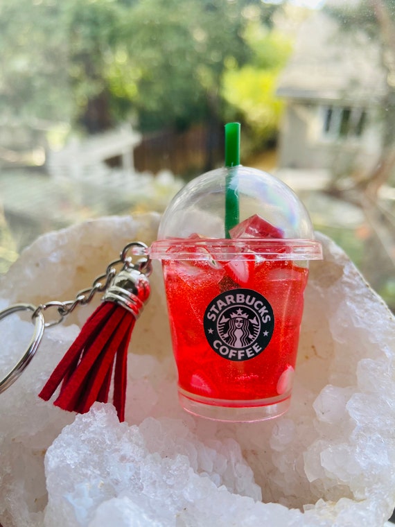XSTPeach Miniature Drink, Personalized Starbucks Keychain, Deluxe, , 2.5Tall, Gift, Name Letter Keychain, Birthday Gift, Coffee Lover Gift