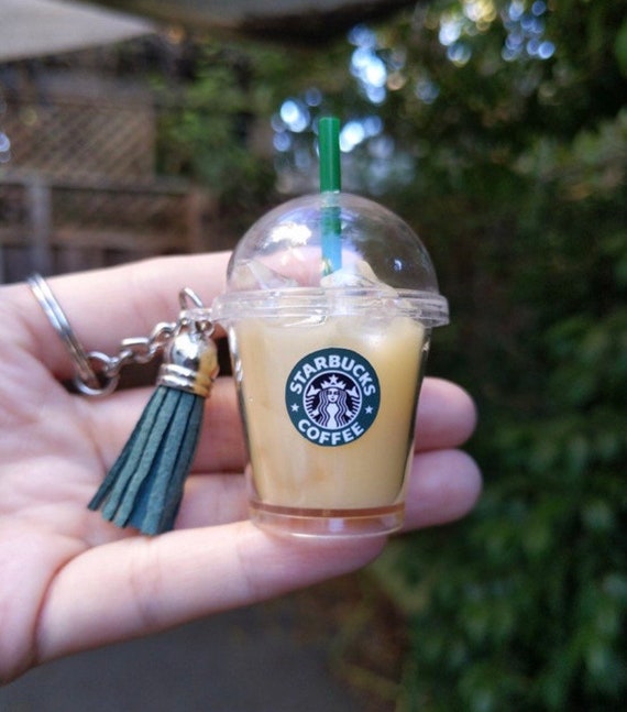 Miniature Iced Coffee Keychain, Faux Frappuccino Charm, Kawaii