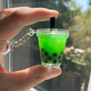 Boba Tea Keychain, Personalized Gift for Her, Bubble Tea Keychains, Christmas gift, Boba lover gift, Birthday Gift, Graduation Gift Green Matcha Boba