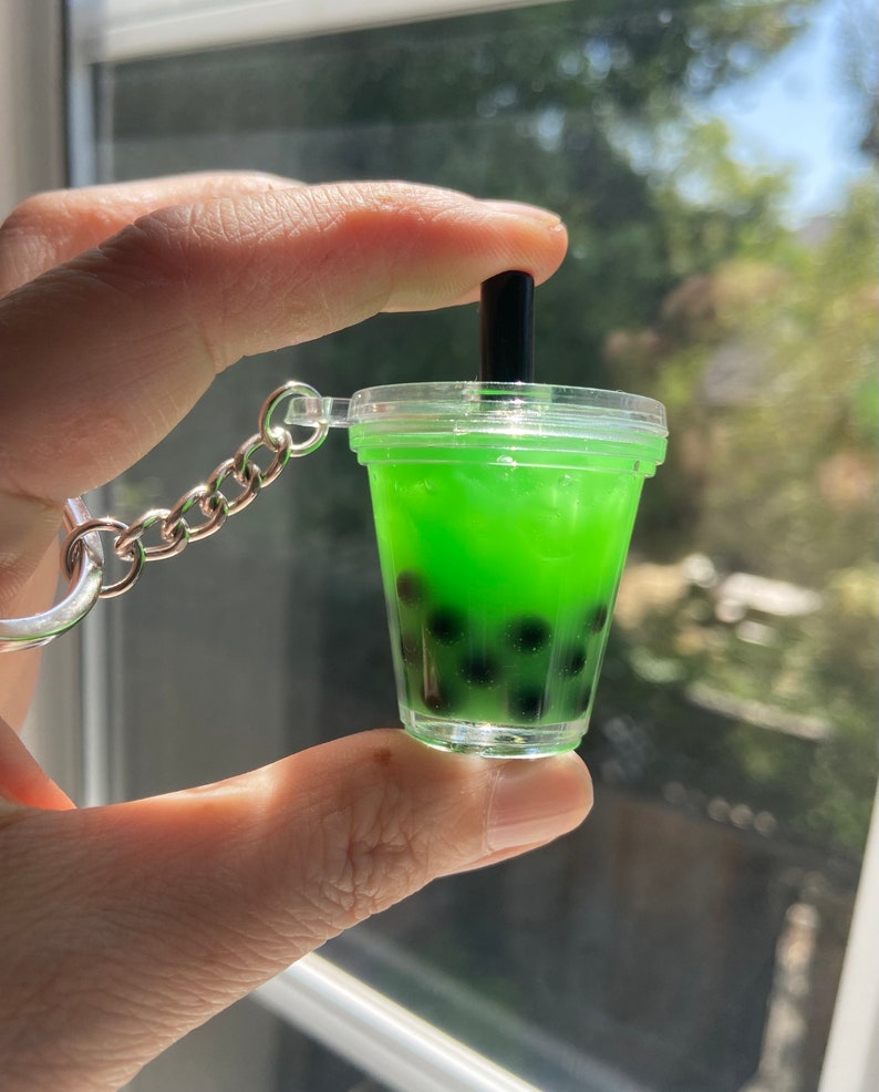 Boba Tea Keychain, Personalized Gift for Her, Bubble Tea Keychains, Christmas gift, Boba lover gift, Birthday Gift, Graduation Gift Green Matcha Boba