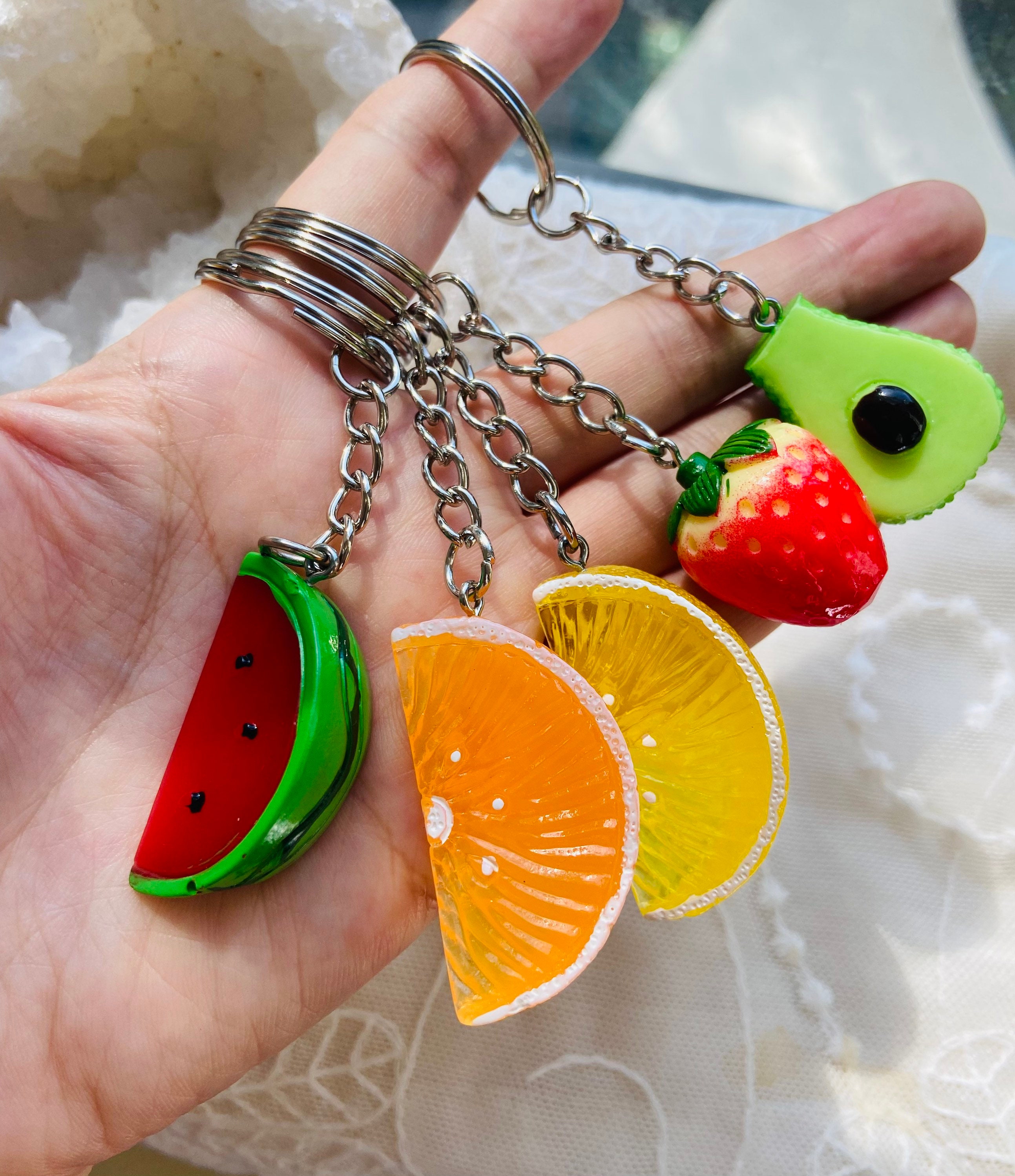 Kawaii Fruit Keychain Bag Charm, Lemon Slice Key Fob, Fake Food, Lemon ...