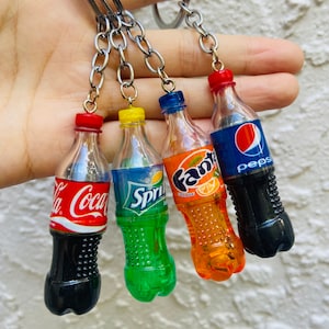 Bulk Soda Keychain, Party Favors, Personalized Gift, Coca, Sprite, Letter Initial Fanta Coca Keychain, Stocking Stuffers