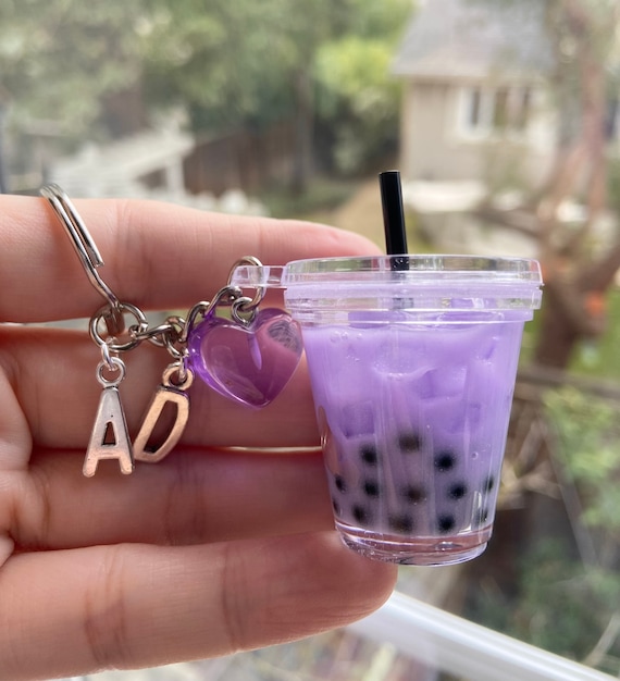 Car Cute Keychain Backpack Keyring Ornament Couple Gift Milk Tea