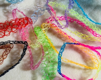 y2k 90s Tattoo Choker Necklace,  Stretchy elastic choker, teen gift, stockings, party favors, Gift for her, Birthday gift, Double strand