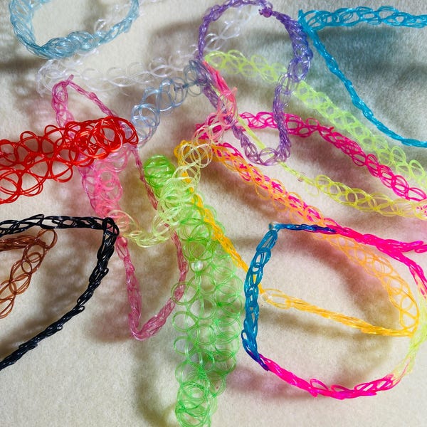 12pc y2k 90s Tattoo Choker Necklace,  Stretchy elastic choker, teen gift, stockings, party favors, Gift for her, Birthday gift