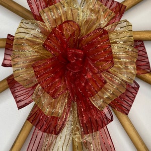 Striped Elegance Christmas Tree Bow/ Topper (12 inch)