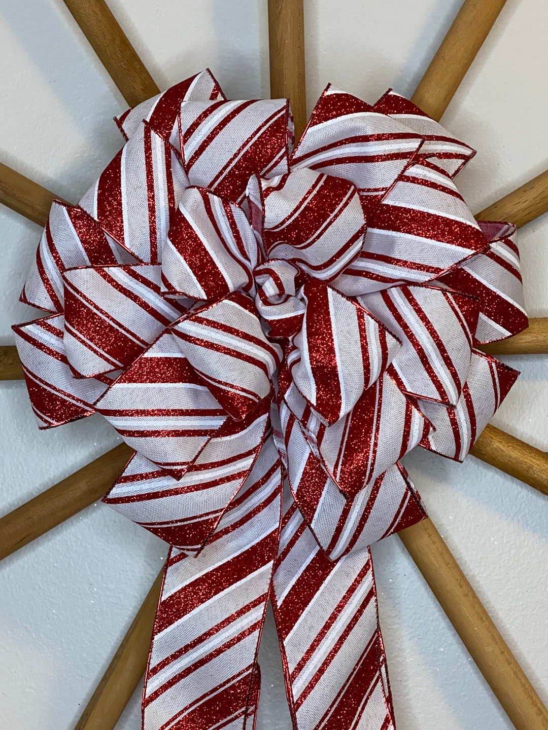 Poppin’ Peppermint Christmas Tree Bow/ Topper (12 Inch)* - Etsy