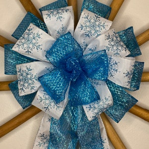 Snowy Snowy Night Christmas Tree Bow/ Topper (12 inch)