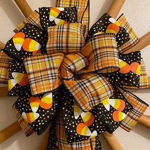 Candy Corny Halloween Wreath/ Porch Bow (12 inch)
