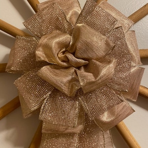 Rose Gold Star Christmas Tree Bow/ Topper (12 inch)