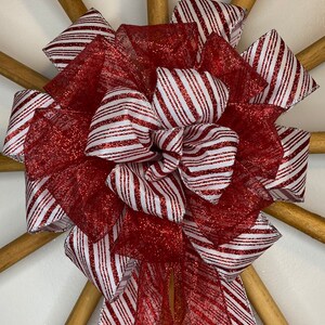 Candy Cane Lane Christmas Tree Bow / Topper (12 pouces)