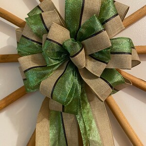 Green Glory Christmas Tree Bow/ Topper (12 inch)