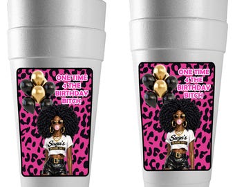 Custom Photo Foam Cups | Personalized Birthday Party Cups | Any Age Any Theme Styrofoam Cups | Face Cups | Party Favor Cups