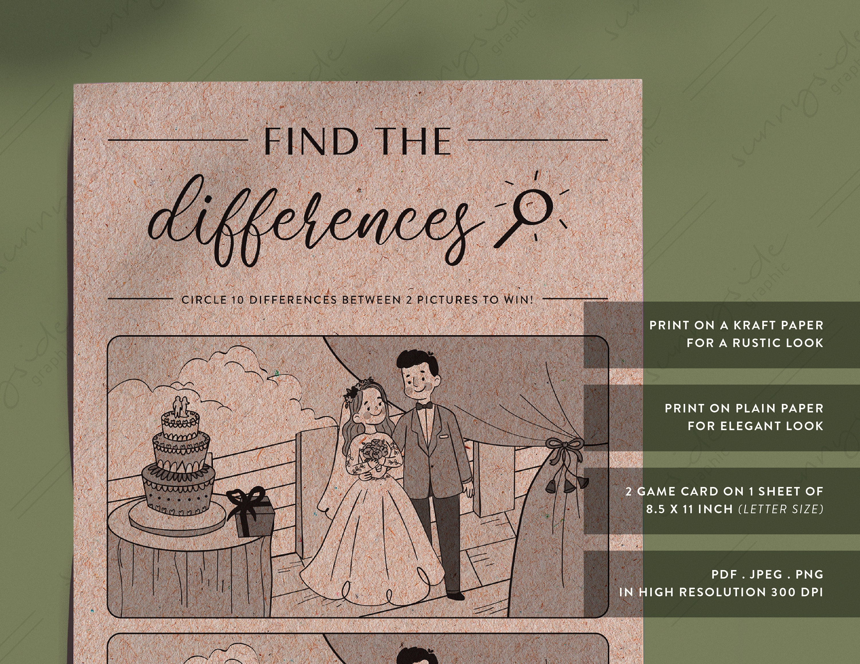 Find The Differences Wedding Picture. Printable Bridal Shower | Etsy