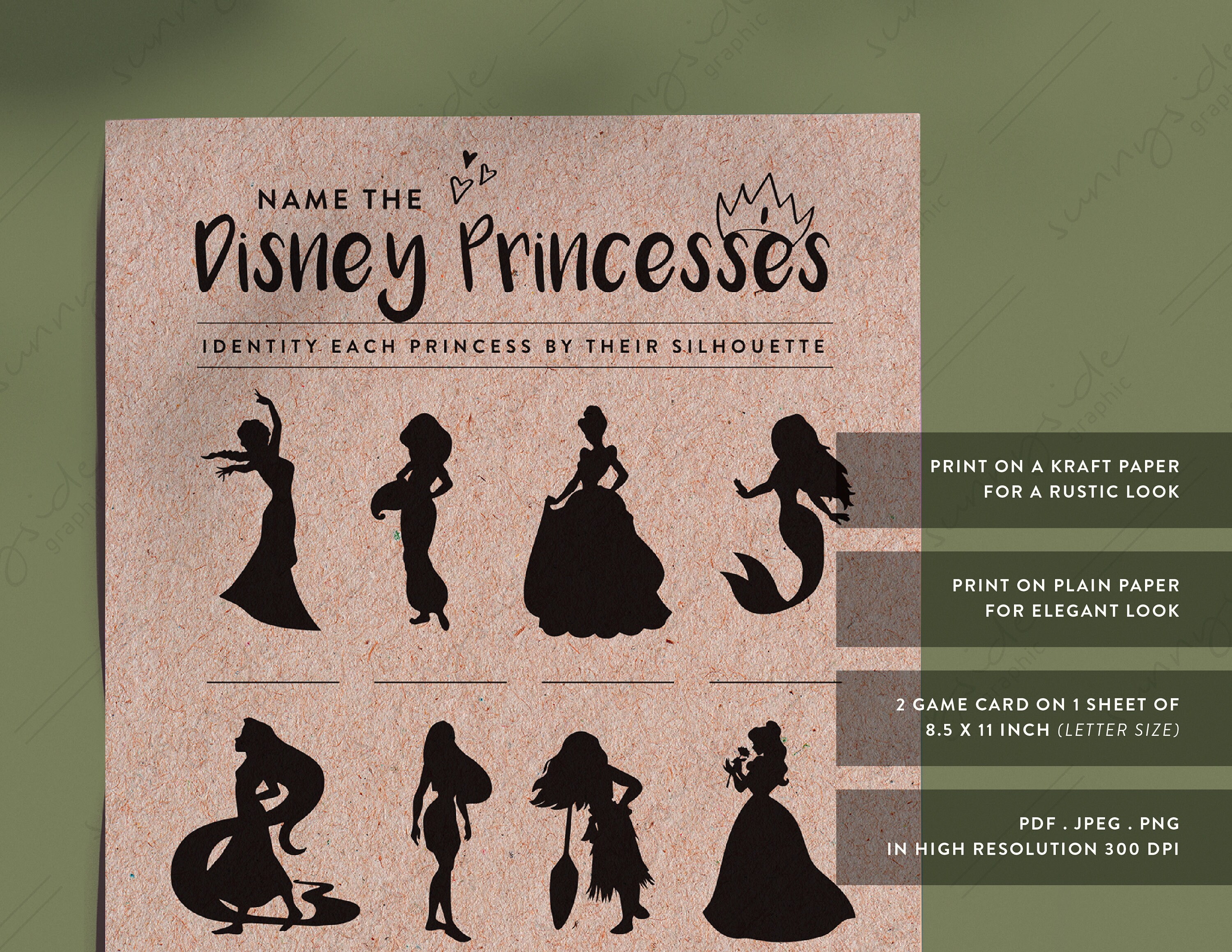 Name The Disney Princesses. Match The Princess Picture. | Etsy