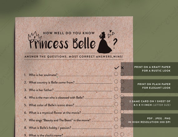 How Well Do You Know Princess Belle Beauty And The Beast Etsy