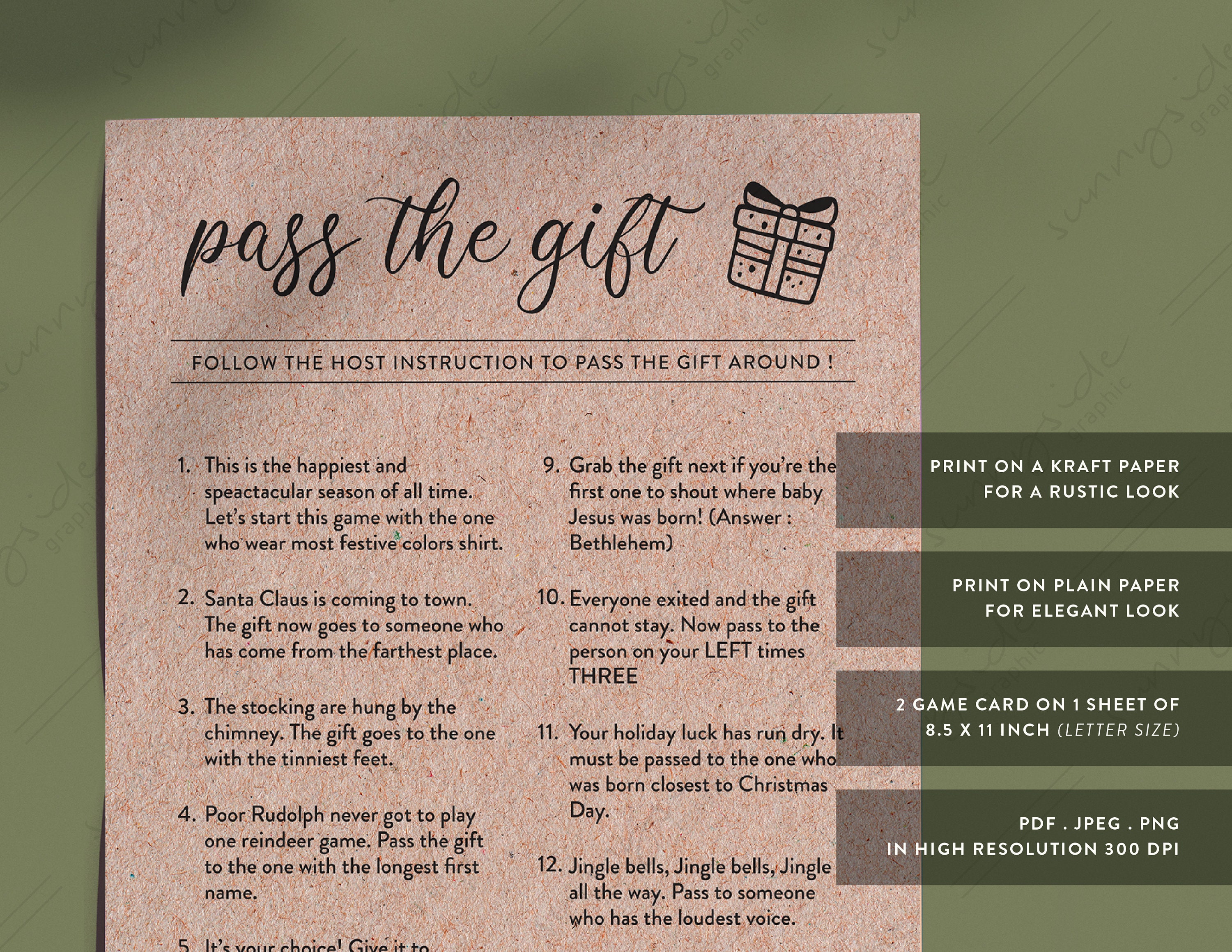 Pass The Gift Present Christmas Games Fun Games Dinner Etsy