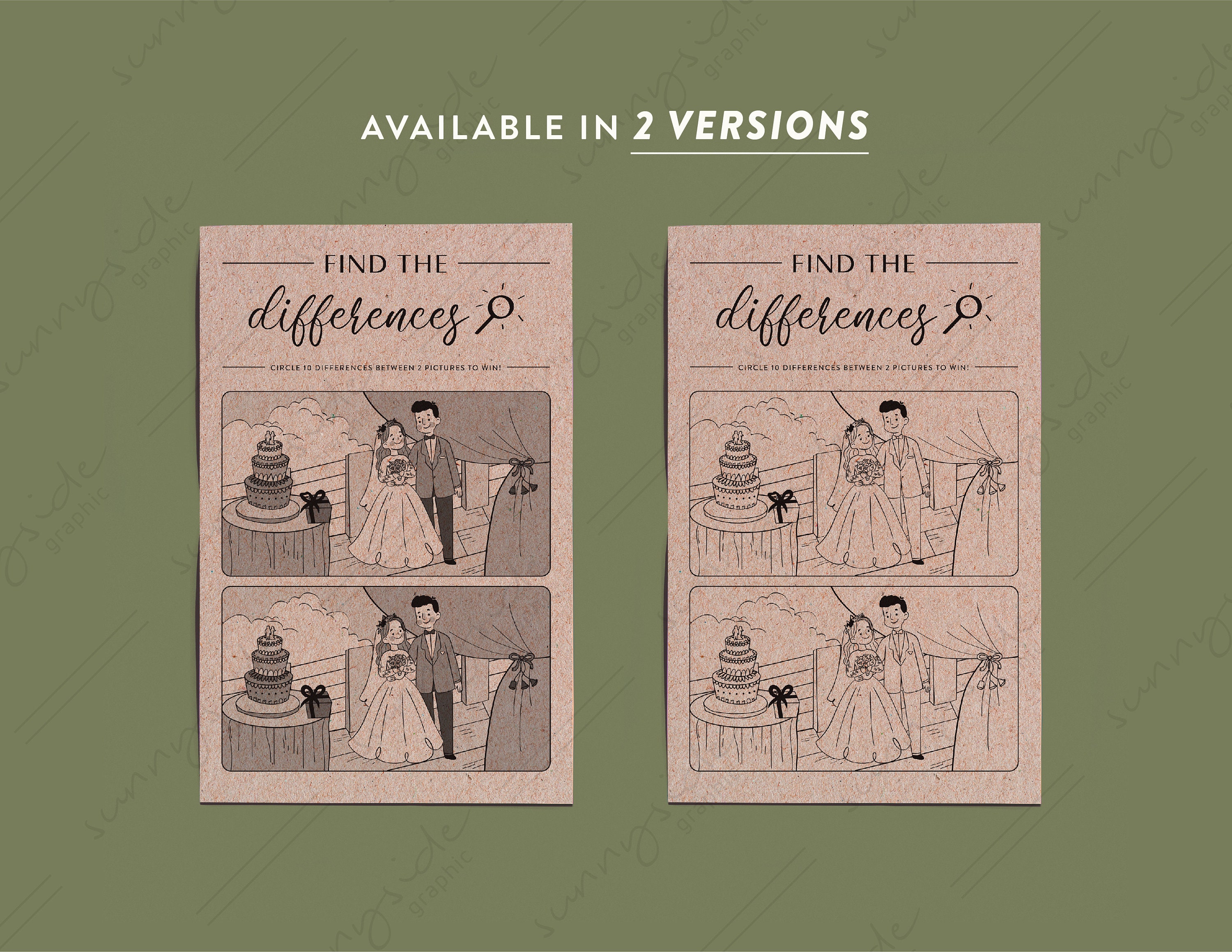 Find The Differences Wedding Picture. Printable Bridal Shower | Etsy