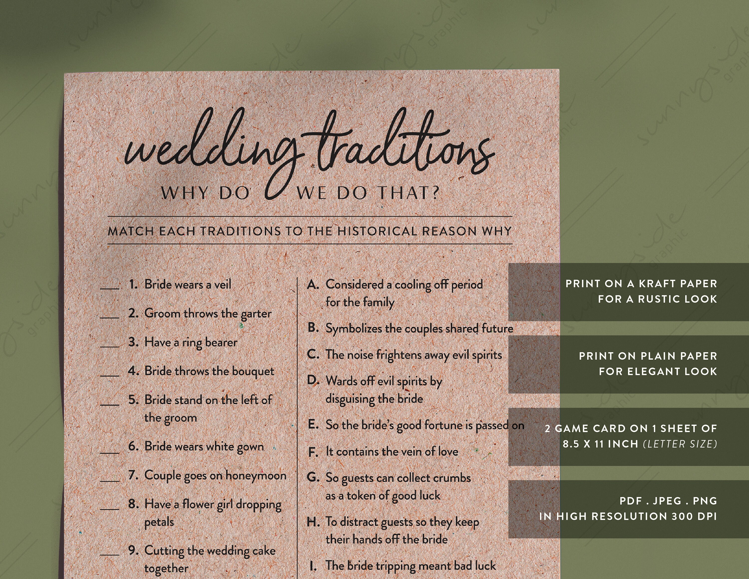 Wedding Traditions Why Do We Do That Wedding Games Etsy