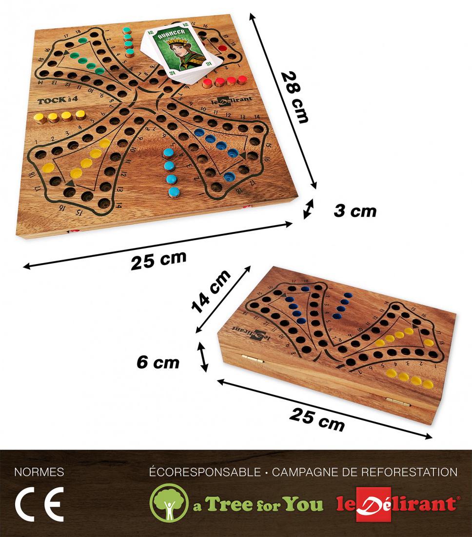 Gioco Da Tavolo Tock Pocket Le Délirant® - Versione Compatta 19x19 Cm, Per 2-4 Giocatori. Gioco Di Strategia E Carte Per Famiglie, Fatto In Francia.