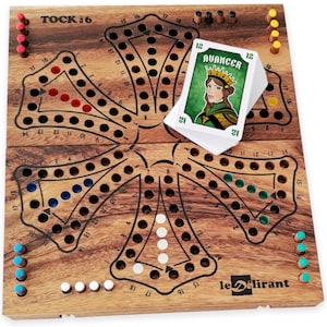 Jeu de TOC 6 TOCK en couleur. De 2 à 6 joueurs, 28x25 cm, jeux de société de stratégie en bois massif aux normes CE. Marque française