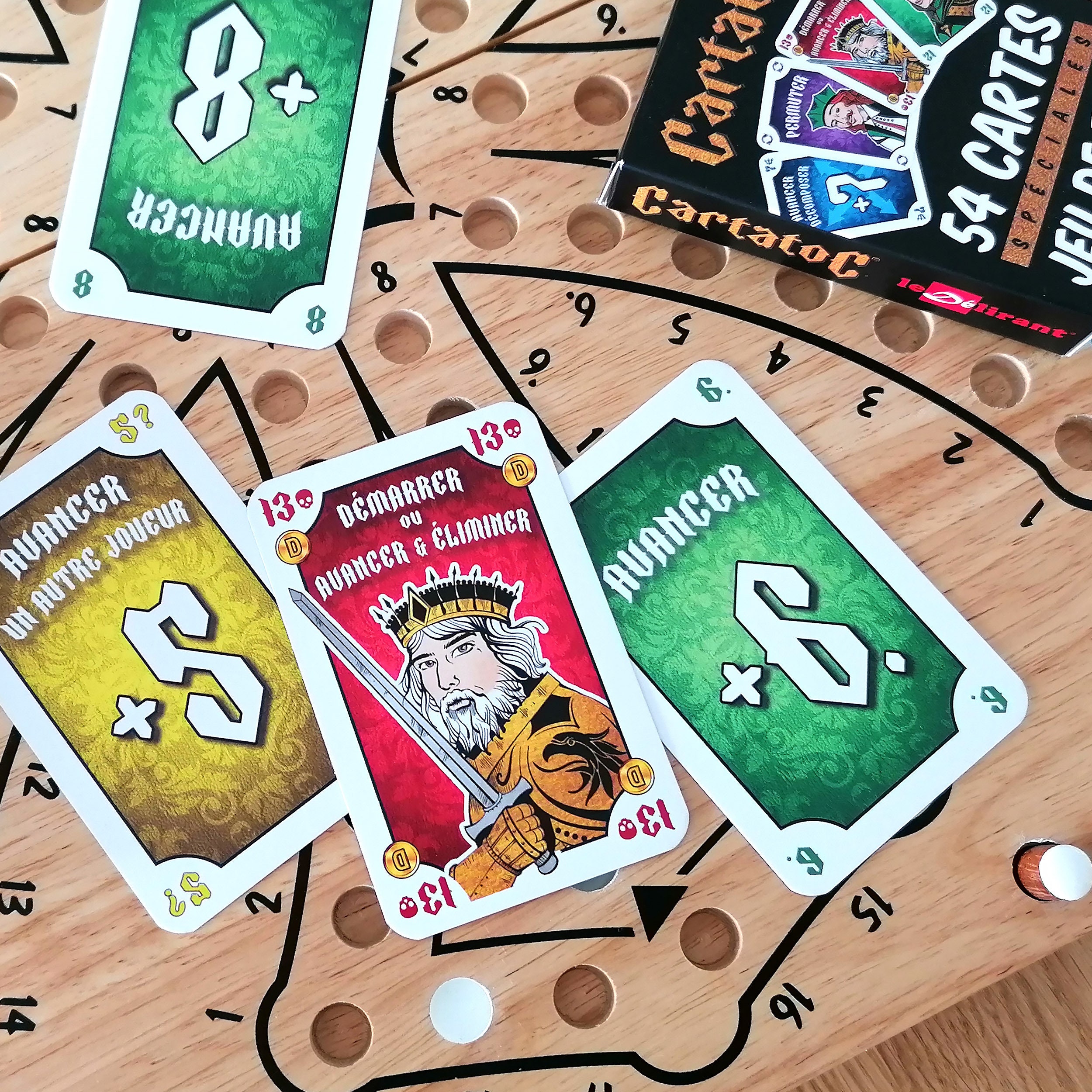 LEDELIRANT CARTATOC – Spezial-Kartenspiel Für Tock/TOC – 54 Karten Bridge-Format Inklusive 2 Joker Für Bis Zu 6 Spieler
