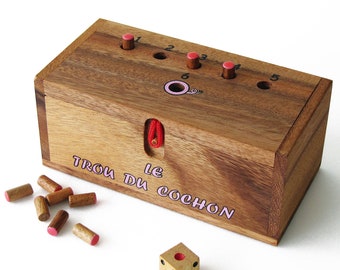 le TROU DU COCHON® Familienbrettspiel für 2 bis 6 Spieler, ab 4 Jahren, aus Massivholz nach CE-Standards, französische Marke leDÉlirant®