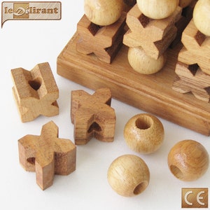 Tic Tac Toe 3D 2 giocatori a partire da 6 anni Gioco da tavolo per famiglie in legno massiccio Norme CE, marca le DÉlirant. Un Morpione 3D immagine 3