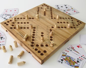 Juego grande de TOC 4 - Versión TOCK para 2 a 4 jugadores, 30x30 cm. Juegos de mesa familiares de madera maciza con estándares CE, fácil almacenamiento de viaje