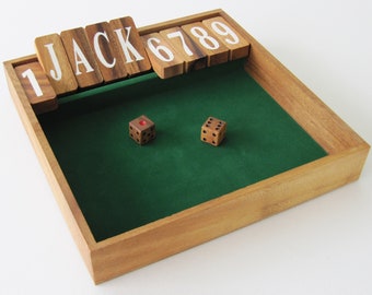 Juego de pub bar edición SHUT THE BOX JACKPOT, a partir de 6 años, 2 jugadores y más, juegos de mesa de madera maciza según normas CE