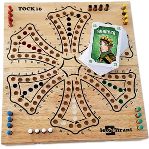 Jeu du TOCK de 2 à 6 joueurs, fabrication artisanale en bois massif d'hévéa. Jeu de société familial. Normes CE. Marque française LEDELIRANT