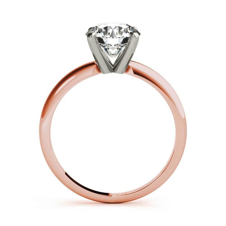 Anniversary Gift Ring 10KT Rose Gold Ring Solitaire Engagement Ring Wedding Ring Moissanite Ring Two Tone Ring 2.00 Ct Round Cut Ring