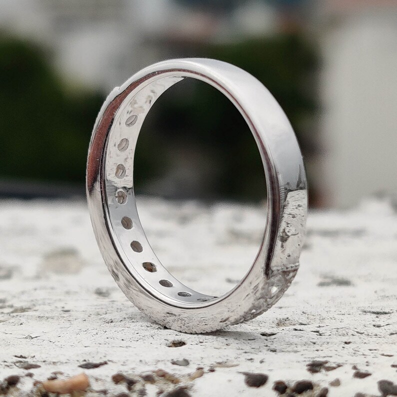 Half Eternity Band Moissanite Wedding Band 14KT White Gold Etsy