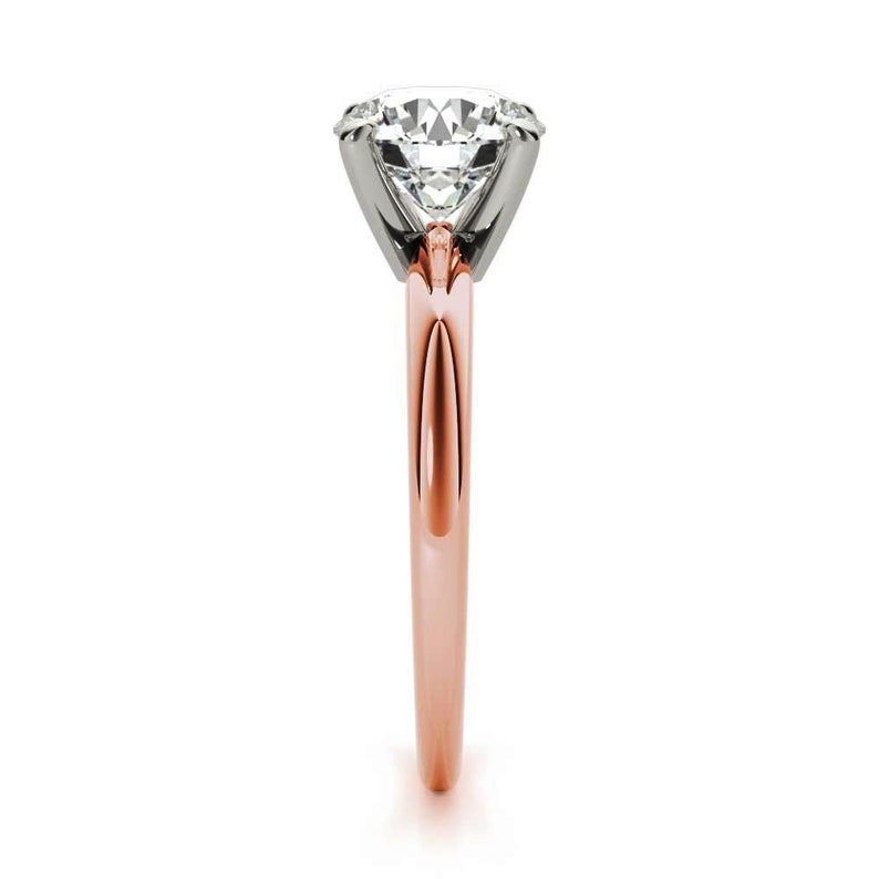 Anniversary Gift Ring 10KT Rose Gold Ring Solitaire Engagement Ring Wedding Ring Moissanite Ring Two Tone Ring 2.00 Ct Round Cut Ring